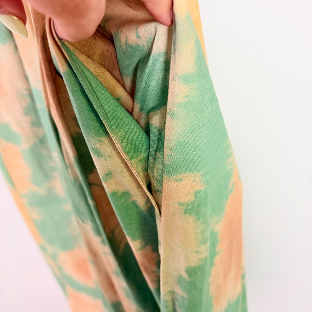 Ulla Johnson Nanette Dress 0 Green Orange Tie Dye Cotton Flutter‎ Sleeve Midi - Picture 5 of 8